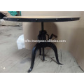 Crank Table Round Wooden Top Metal Edge